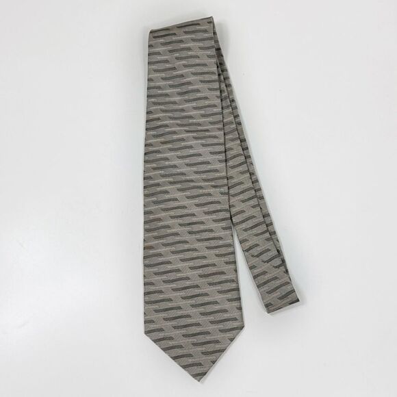 Croft & Barrow Patterned Silk Men's Neck Tie Taupe Tan Grey - Picture 9 of 9